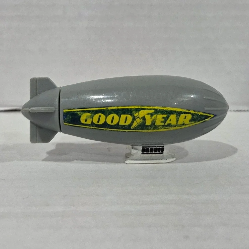 Vintage 1991 Hot Wheels Goodyear Blimp Gray Die-Cast Toy Changeable Graphics